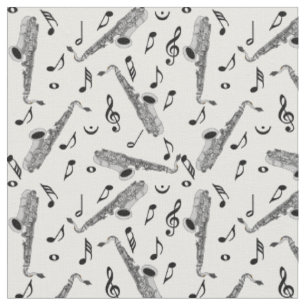 Tissu Gris saxophone musique note Motif