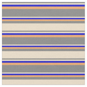 Tissu Gris, Tan, Bleu & Brown