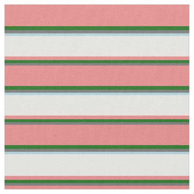 Tissu Gris, Vert, Corail clair, Crème à la menthe & Bleu (Fermer)