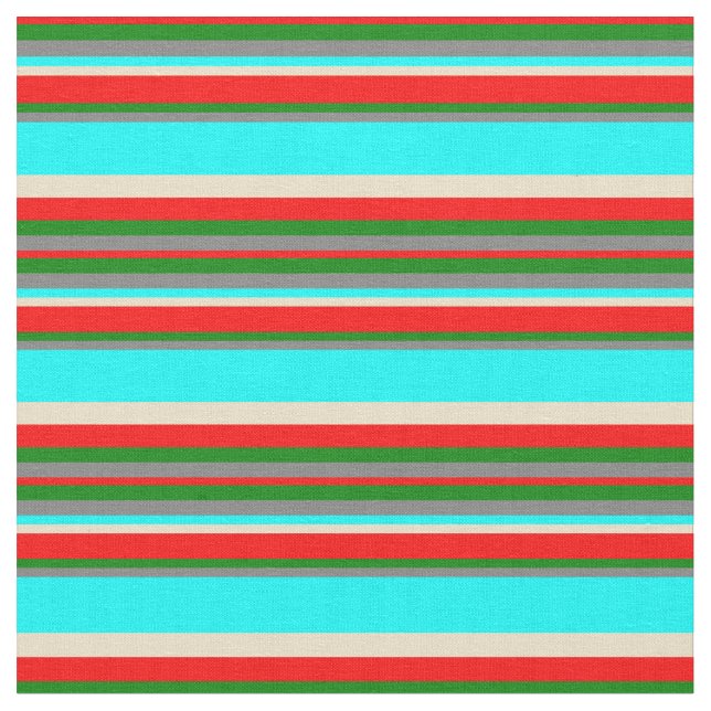 Tissu Gris, Vert, Rouge, Tan et Aqua (Fermer)