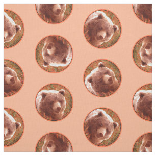 Tissu Grizzly Bear Cub dans Fireweed Peinture Art de la 