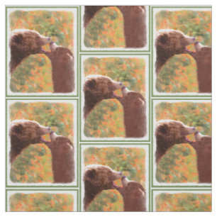 Tissu Grizzly Bear Mom and Cub Painting - Wildlife Art