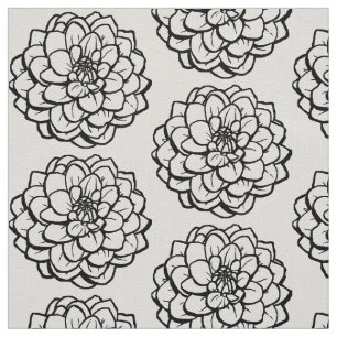 Tissu Gros stans et encre Dahlia - Noir sur blanc