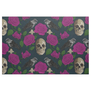 Tissu Grossesse gothique foncée Vins Roses Corbeau crâne
