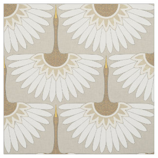 Tissu grues art déco beige