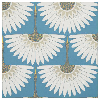 Tissu grues art déco bleu