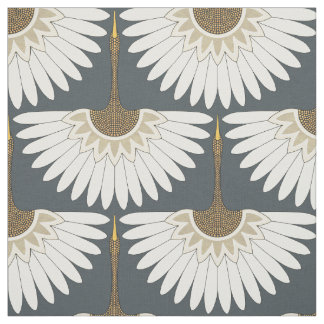 Tissu grues art déco obsidian gris