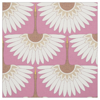 Tissu grues art déco rose