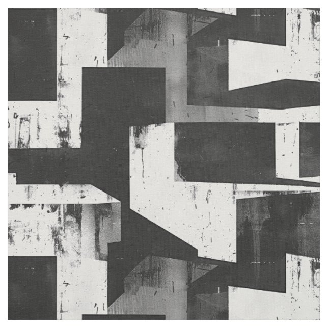 Tissu Grunge Abstrait géométrique monochrome (Échantillon)