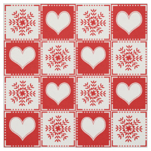 Tissu Guingan rouge et blanc de vacances de flocon de