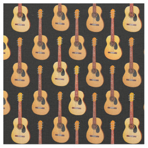 Tissu Guitares acoustiques classiques musicien sur noir