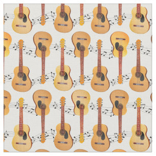 Tissu Guitares acoustiques classiques Notes musicales