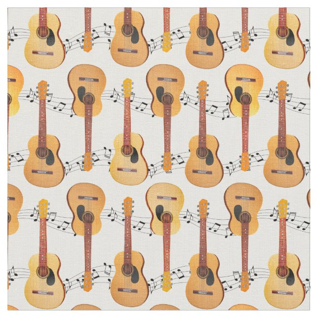 Tissu Guitares acoustiques classiques Notes musicales (Fermer)