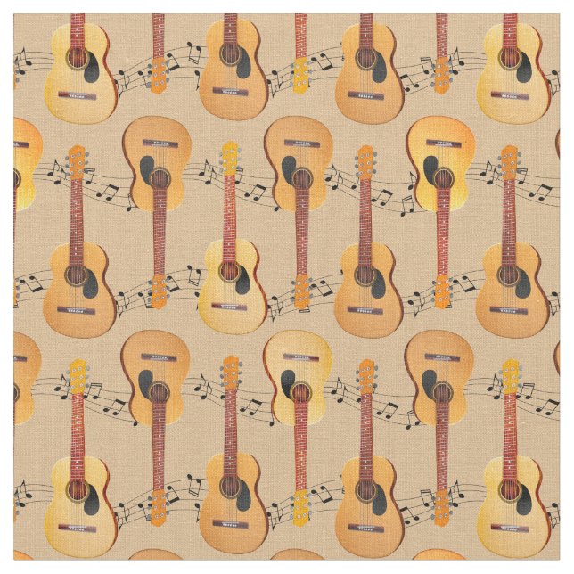 Tissu Guitares acoustiques classiques Notes musicales (Fermer)