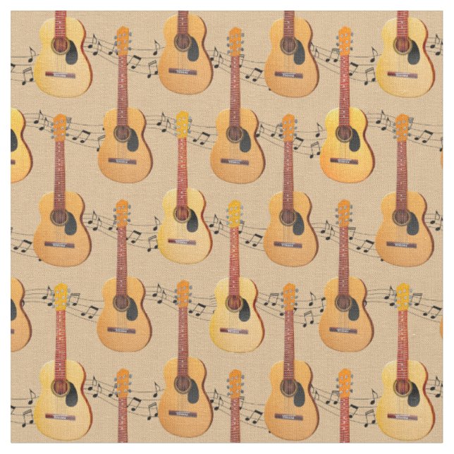 Tissu Guitares acoustiques classiques Notes musicales (Fermer)