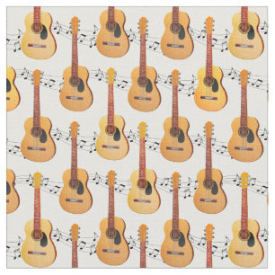 Tissu Guitares acoustiques classiques Notes musicales