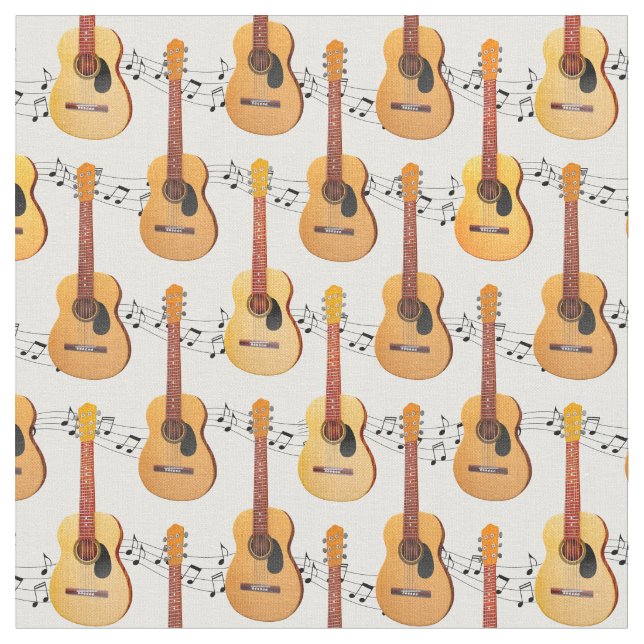 Tissu Guitares acoustiques classiques Notes musicales (Fermer)