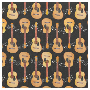 Tissu Guitares acoustiques classiques Notes musicales su