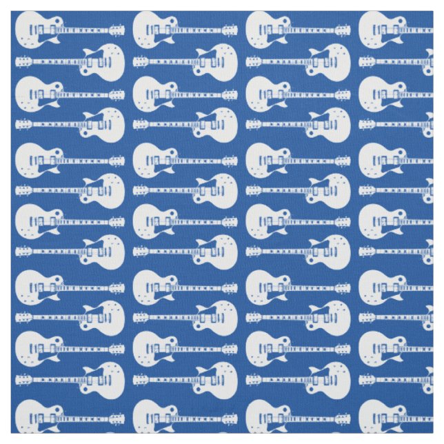 Tissu Guitares Électriques Graphique en Blanc (Échantillon)