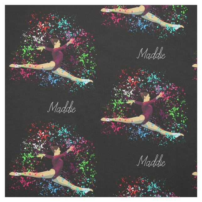 Tissu Gymnastique Leap Paint Splatter avec le nom facult (Échantillon)