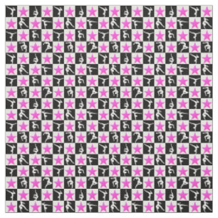 TISSU GYMNASTIQUE NOIR ET ROSE À DAMIERS