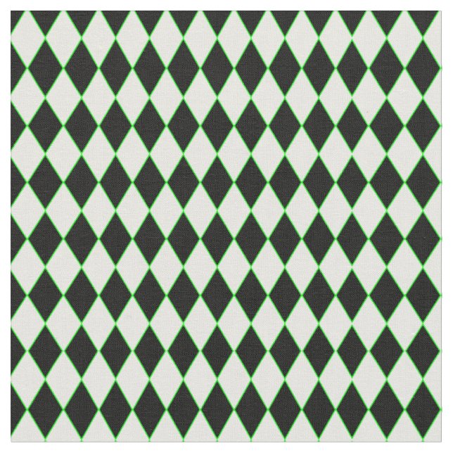 Tissu halloween arlequin vert noir blanc (Fermer)