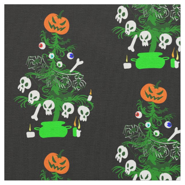 Tissu halloween cauchemar noël arbre citrouille (Fermer)