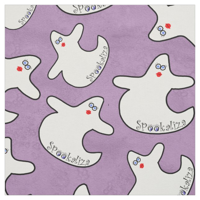 Tissu Halloween Cute Diva Ghost Random Motif Violet BG (Échantillon)