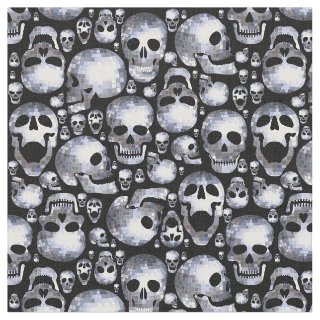Tissu halloween disco miroir crânes à billes (Fermer)