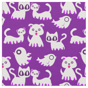 Tissu halloween fantôme chien furet violet chien