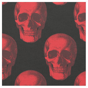 Tissu Halloween gothique à crâne rouge Déplaisant
