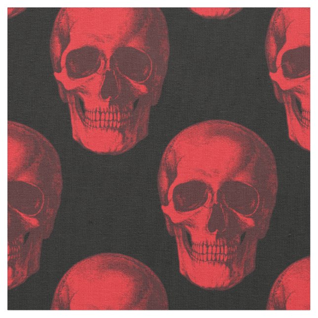 Tissu Halloween gothique à crâne rouge Déplaisant (Fermer)