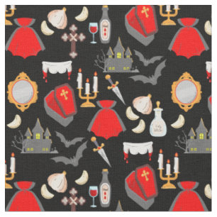 Tissu halloween gothique vampire ail eau bénite crocs