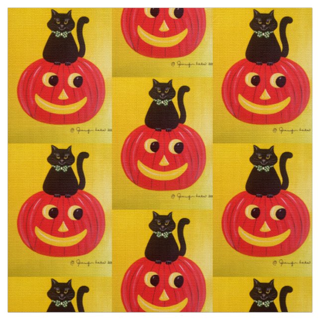 Tissu Halloween Kitty Kitty (Échantillon)