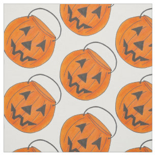 Tissu Halloween Orange Trick ou Treat Citrouille Bucket