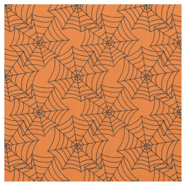 Tissu Halloween Spider Web Orange (Fermer)