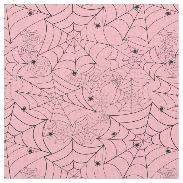 Tissu halloween toile d'araignée pastel rose spiderweb (Fermer)