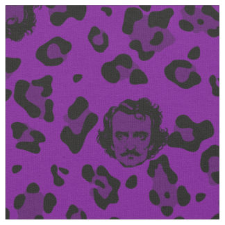 Tissu Halloween violet impression léopard Edgar Allan Po