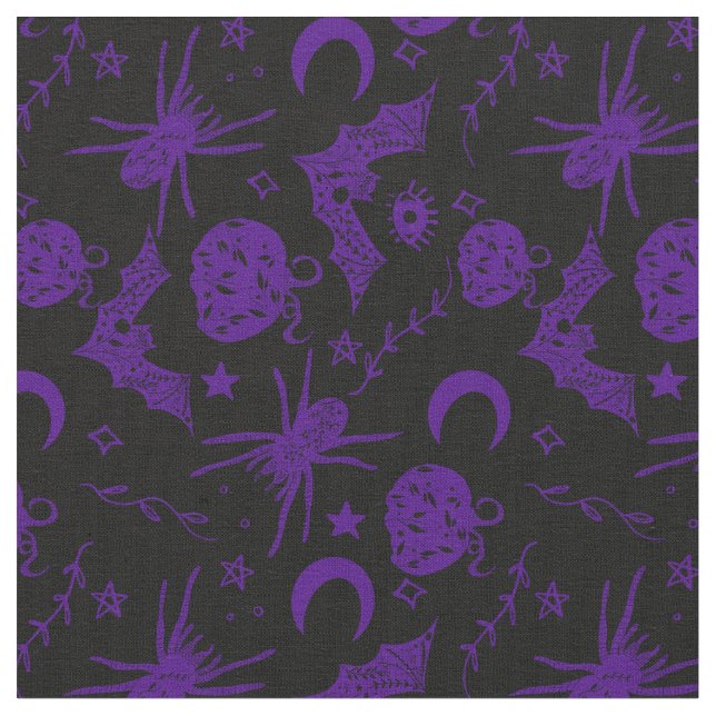 Tissu Halloween violet magique (Fermer)