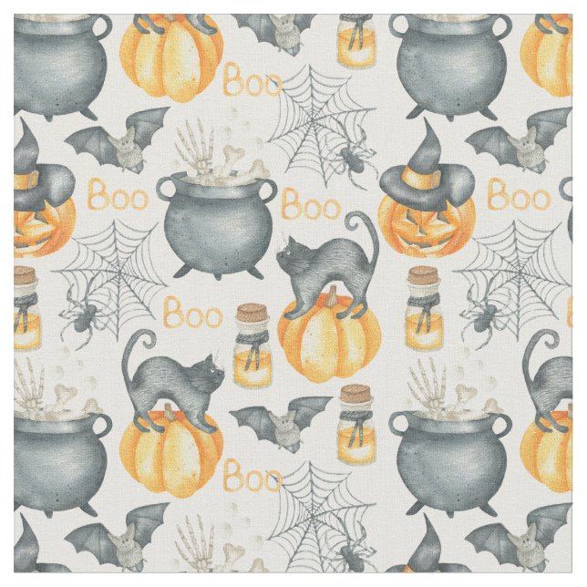 Tissu Halloween Whimsical Cauldron et Motif de chats (Fermer)