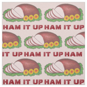 Tissu HAM IT UP Holiday Hams Drôle Nourriture Noël Pâque