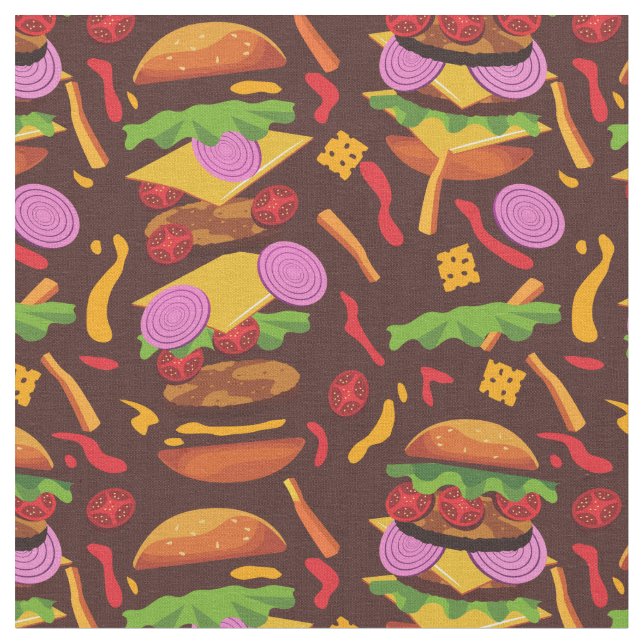 Tissu hamburger cheeseburourg brown (Fermer)