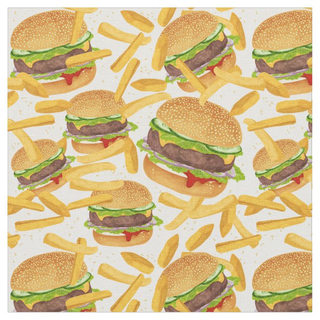 Tissu Hamburgers et frites (Fermer)