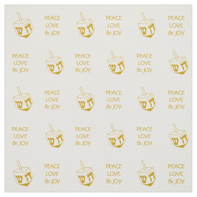 Tissu Hanoukka DREIDEL | GOLD Peace Love Joy (Échantillon)