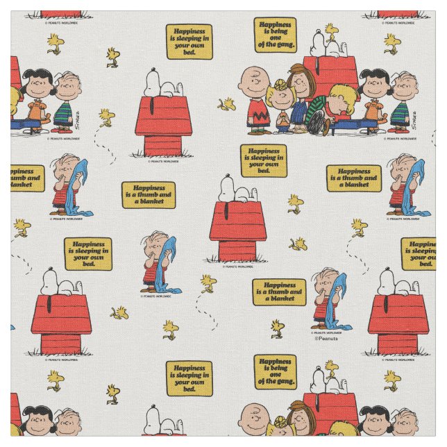 Tissu Happiness Is! Classic Peanuts Gang Quote (Fermer)