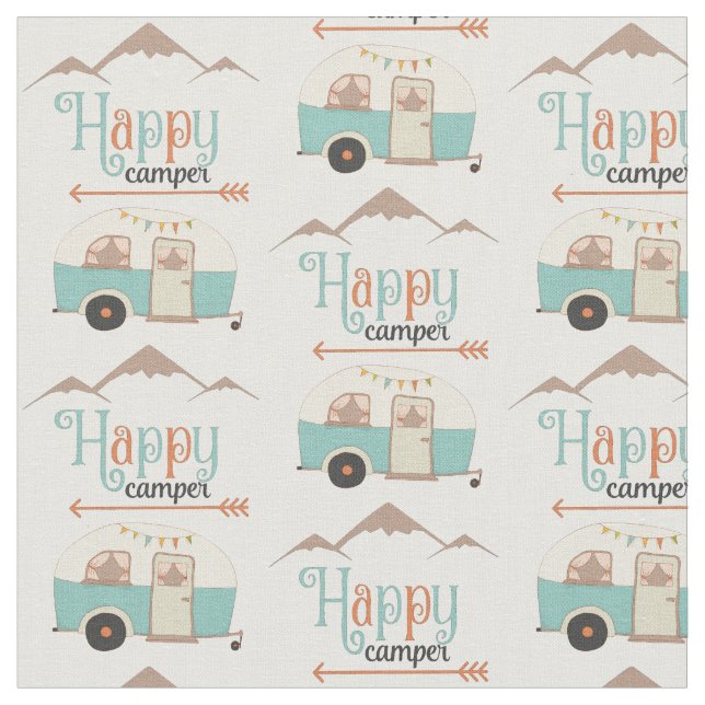 Tissu Happy Camper Cute Retro RV (Fermer)