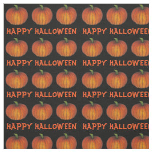 Tissu Happy Halloween Orange et Black Citrouille Patch