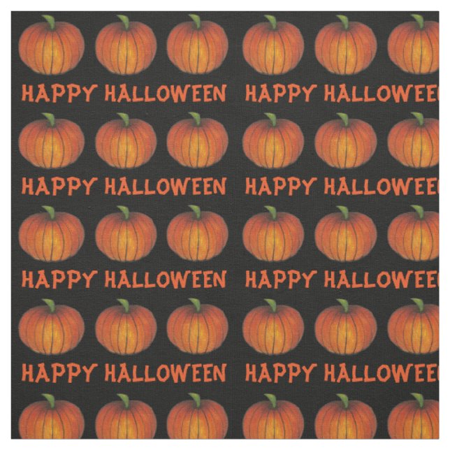 Tissu Happy Halloween Orange et Black Citrouille Patch (Échantillon)