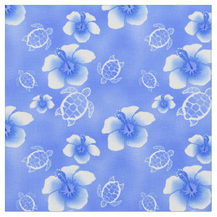 Tissu Hawaïen bleu de Honu de ketmie