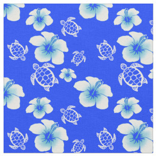 Tissu Hawaïen bleu de Honu de ketmie
